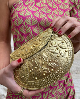 Bolso leaf metálico gold