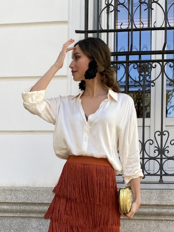 Blusa satén creta beige
