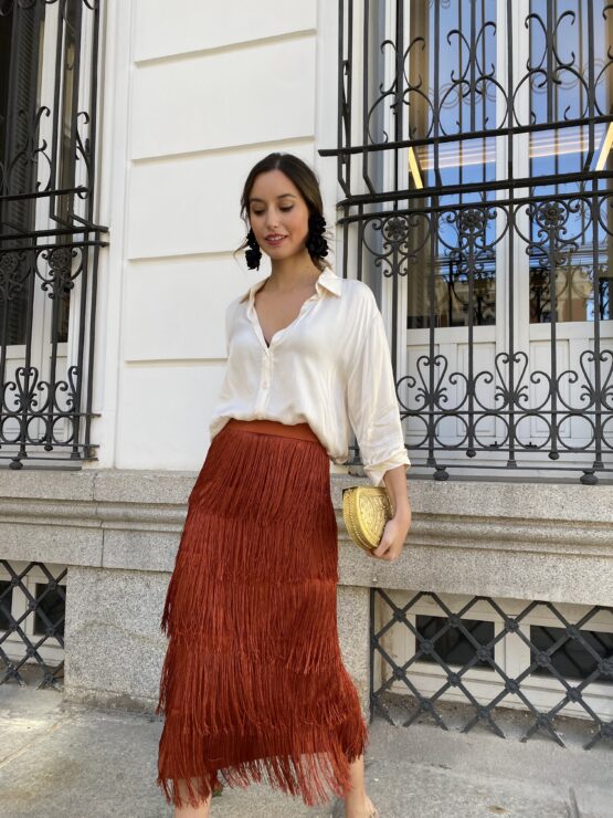 Blusa satén creta beige - Imagen 3