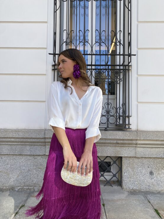 Blusa satén creta blanca - Imagen 3