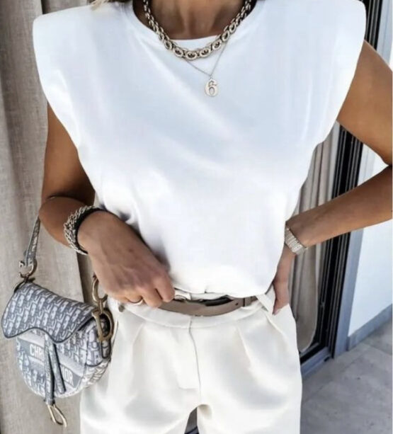 Camiseta shoulder pad white - Imagen 2
