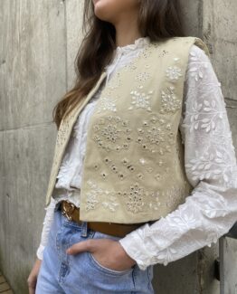 Chaleco bordado  Calpe beige