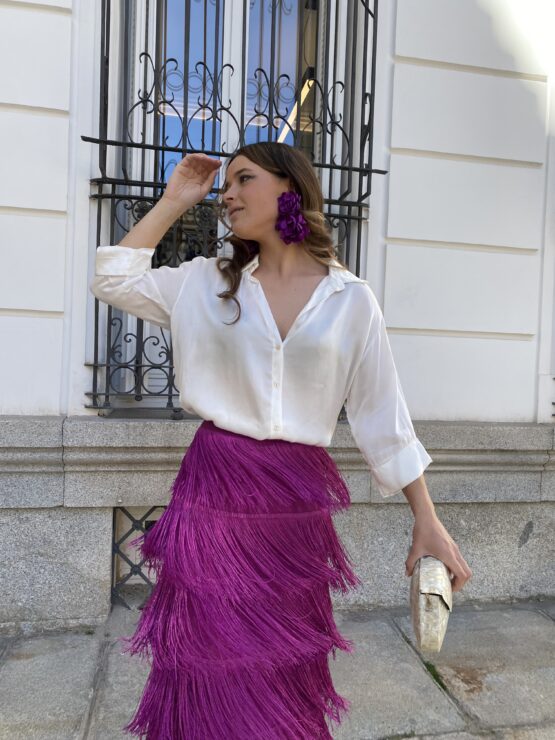 Blusa satén creta blanca - Imagen 2