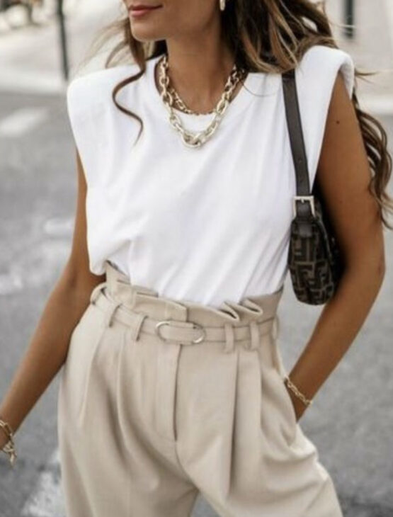 Camiseta Shoulder Pad White