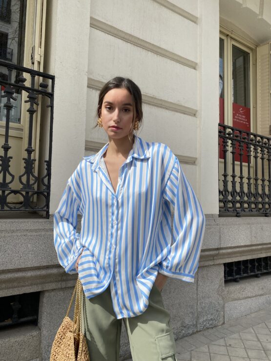 Camisa satin stripes blue - Imagen 5