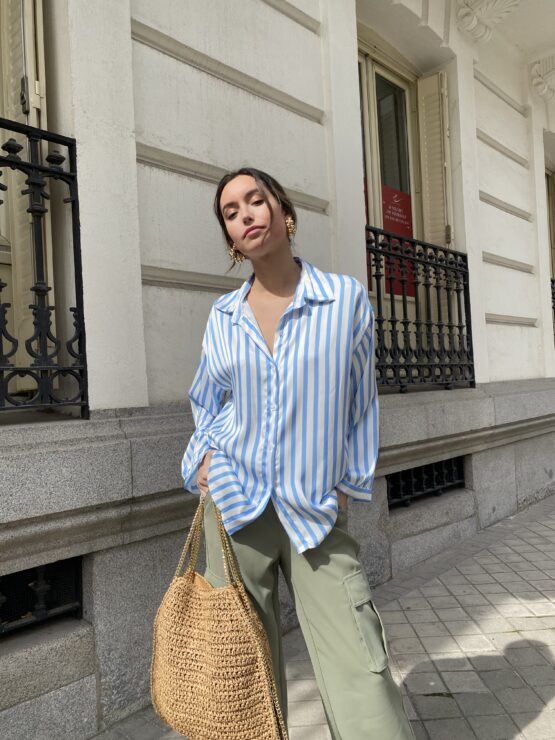 Camisa satin stripes blue - Imagen 4