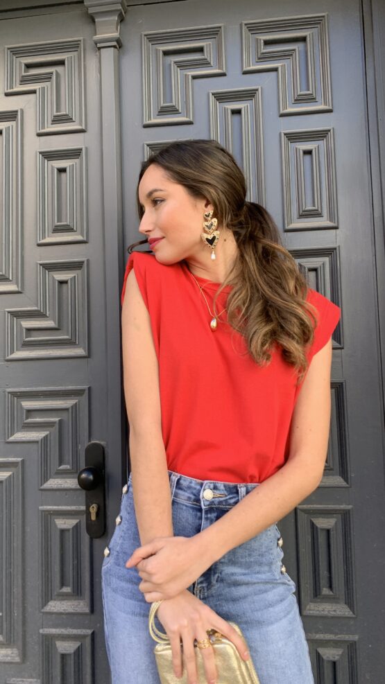 Camiseta shoulder pad rojo - Imagen 2