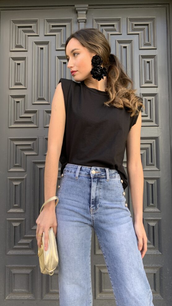 Camiseta shoulder pad negra - Imagen 3