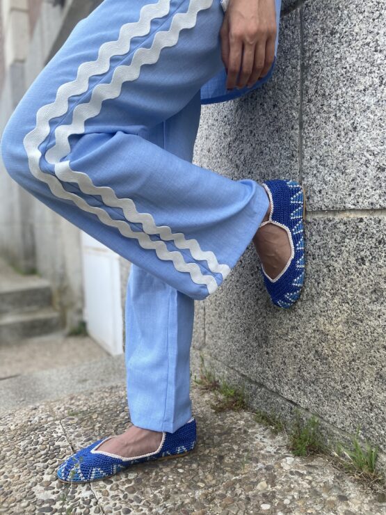 Alpargatas ganchillo hand made blue - Imagen 4