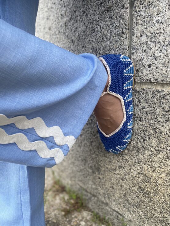 Alpargatas ganchillo hand made blue - Imagen 3