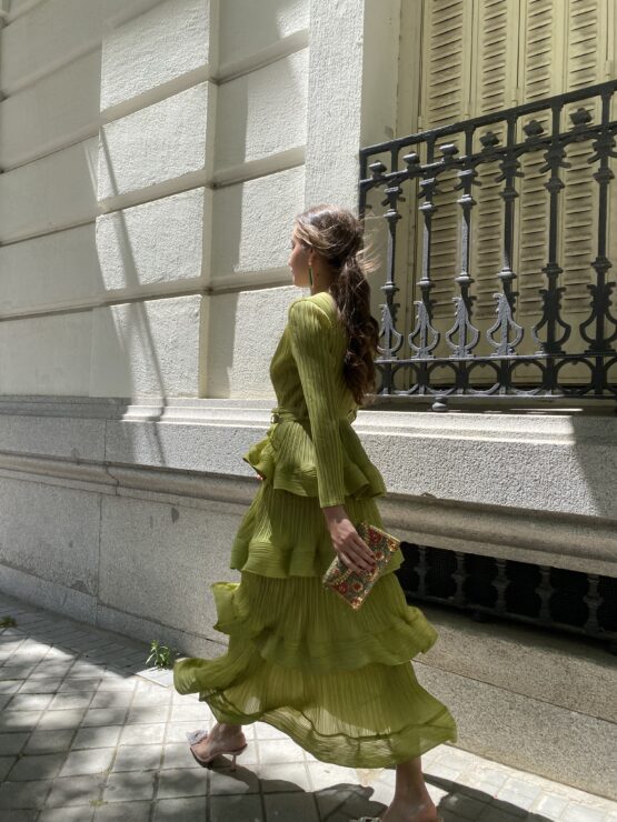 Vestido Calabria plisado pistacho - Imagen 4