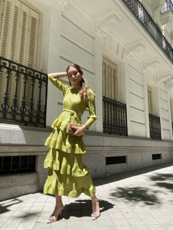 Vestido Calabria plisado pistacho - Imagen 5