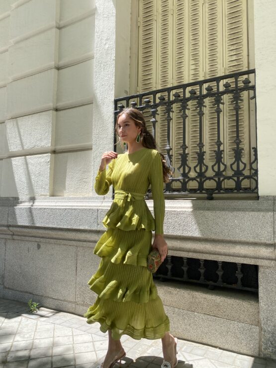 Vestido Calabria plisado pistacho - Imagen 6