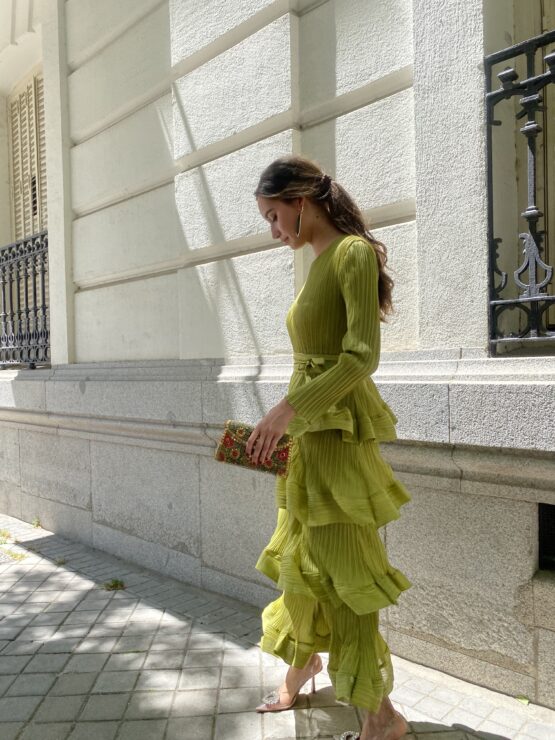 Vestido Calabria plisado pistacho - Imagen 2
