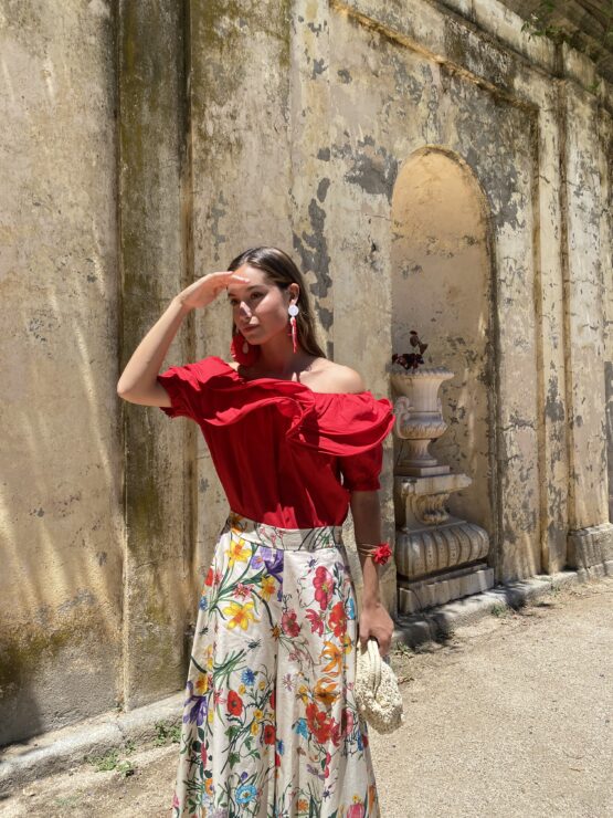 Blusa volante Fiona rouge - Imagen 2