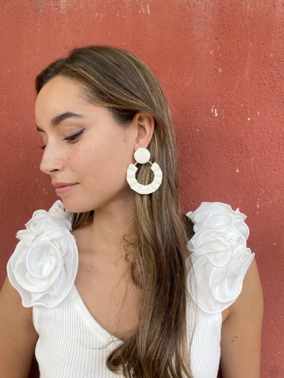 Pendiente rafia aro Ivory - Imagen 2
