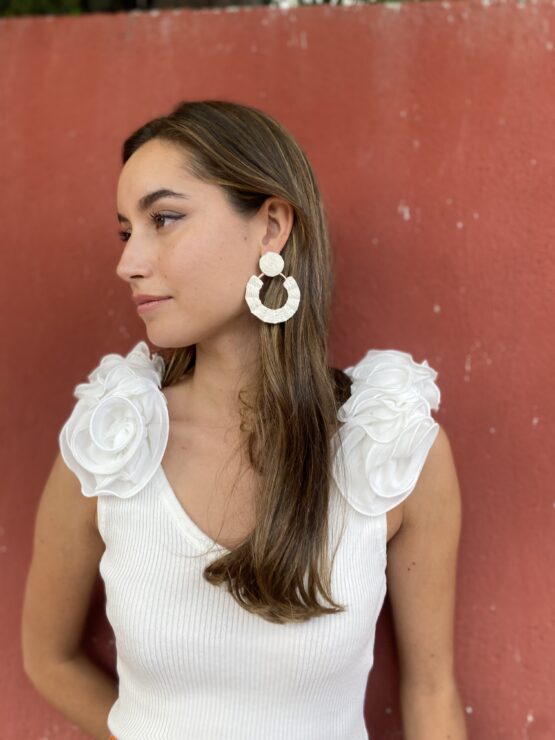 Pendiente rafia aro Ivory - Imagen 3