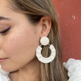 Pendiente rafia aro Ivory
