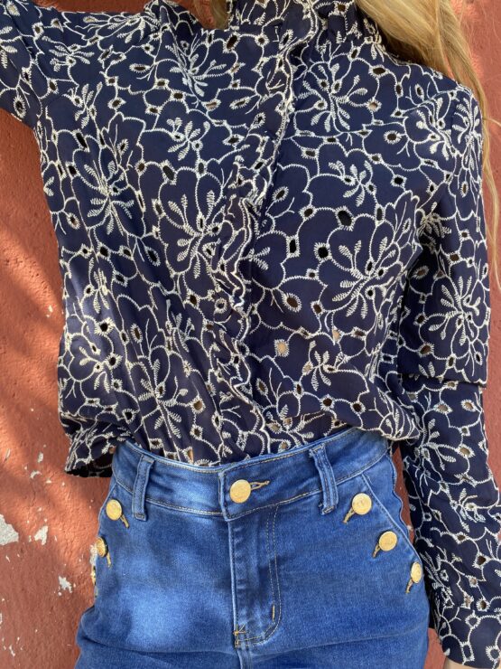 Blusa bordada belair azul marino - Imagen 2