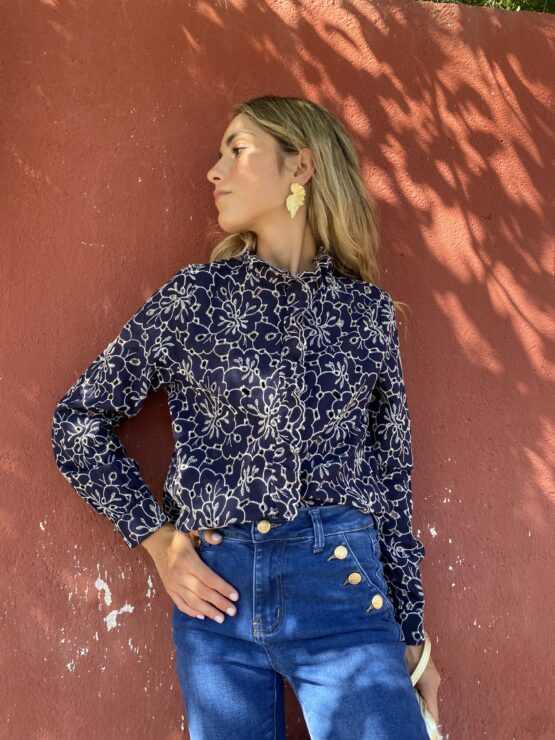 Blusa bordada belair azul marino - Imagen 3