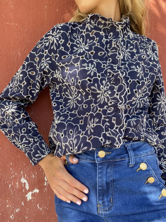 Blusa bordada belair azul marino - Imagen 4