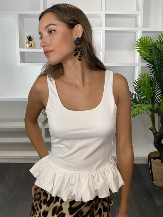 Top peplum blanco