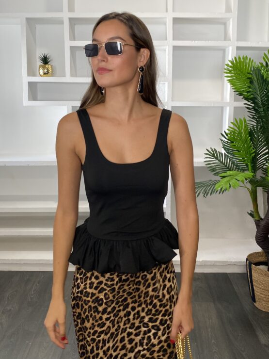 Top peplum noir - Imagen 4