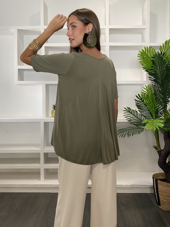 Camiseta tencel lyocel khaki - Imagen 4