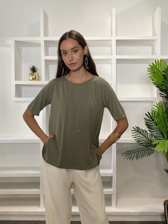 Camiseta tencel lyocel khaki - Imagen 3
