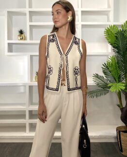 Chaleco bordado eve Ivory