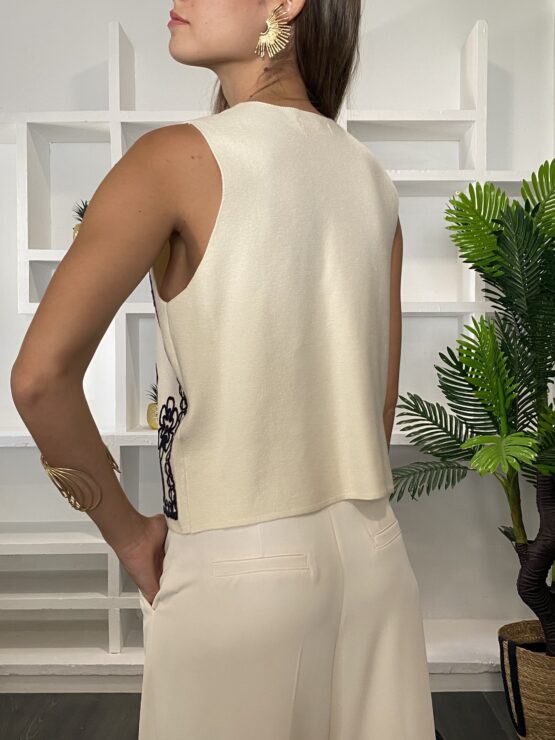 Chaleco bordado eve Ivory - Imagen 4