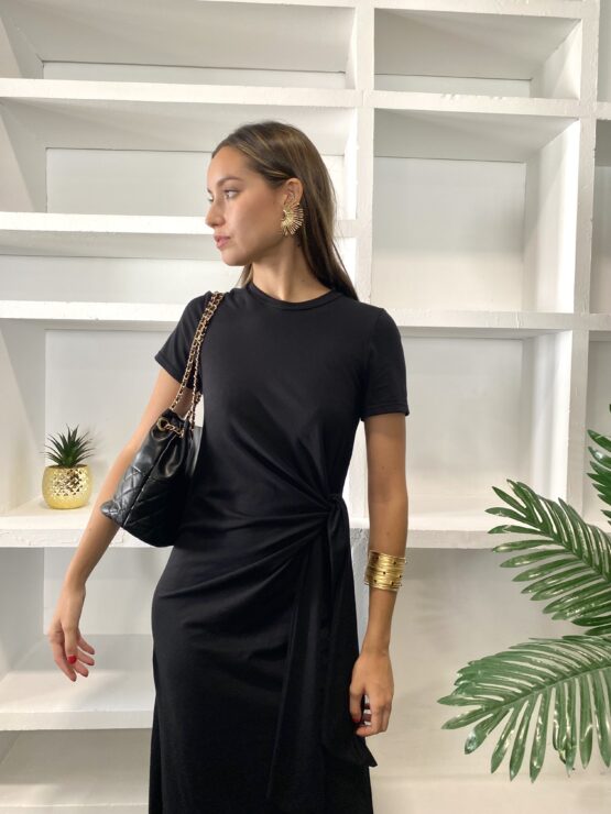 Vestido punto lazada negro - Imagen 5