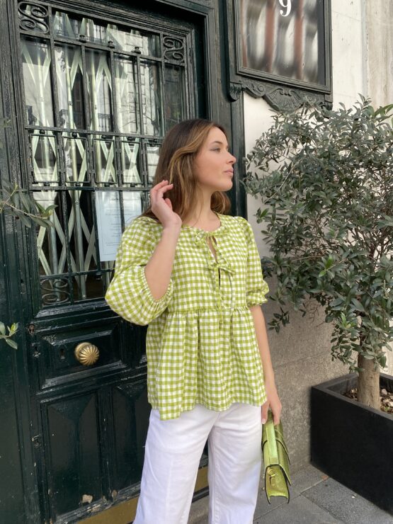 Blusa cuadro Vichy lima - Imagen 4