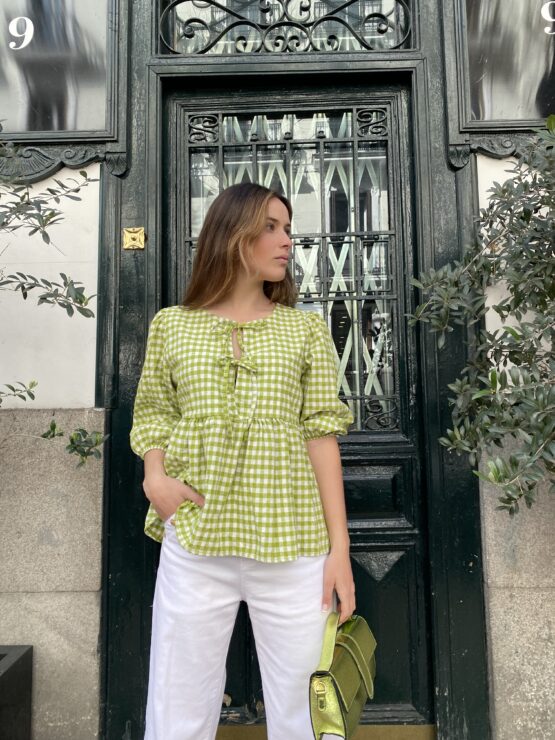 Blusa cuadro Vichy lima - Imagen 2