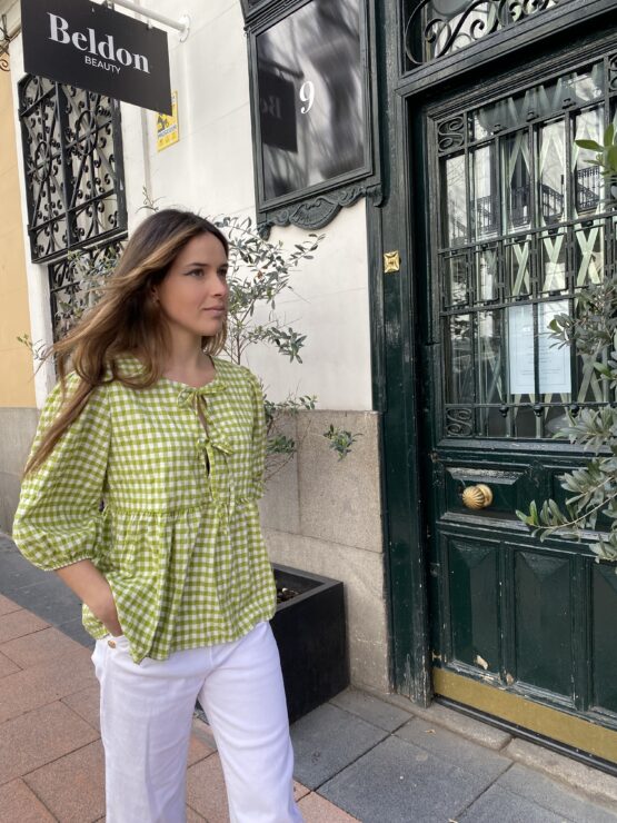 Blusa cuadro Vichy lima - Imagen 3