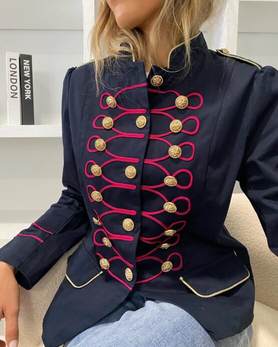 Chaqueta bordada Piera azul marino - Imagen 2