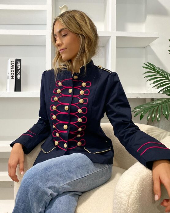 Chaqueta bordada Piera azul marino - Imagen 4