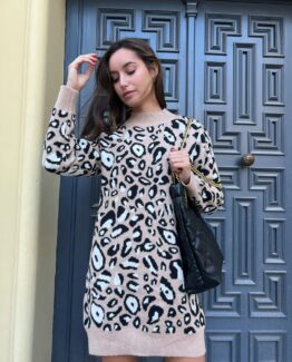 Vestido punto animal print