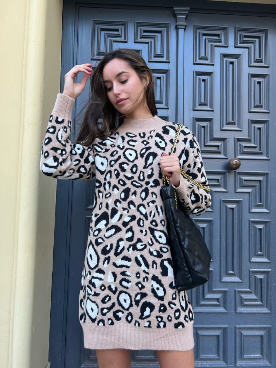 Vestido punto animal print