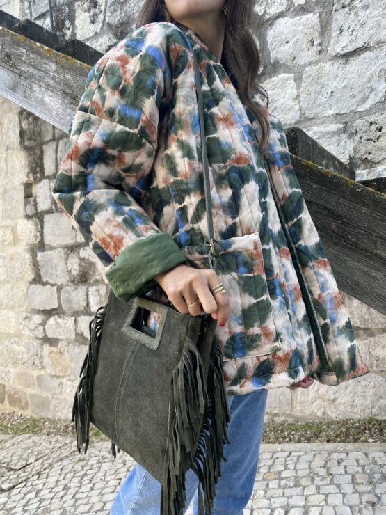 Bolso piel flecos  zadig verde - Imagen 2