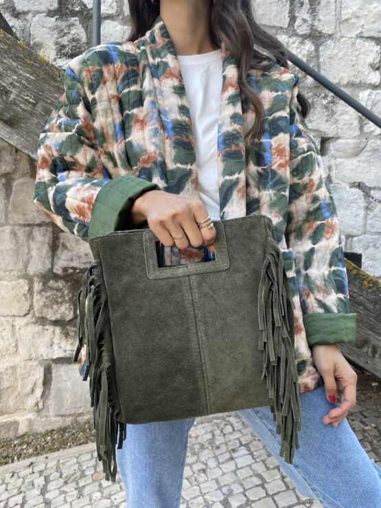 Bolso piel flecos  zadig verde - Imagen 3