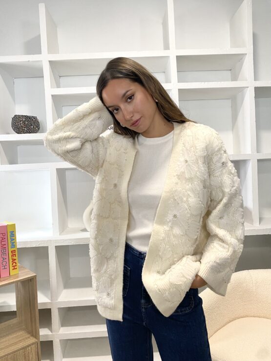Chaqueta de punto joya tul Ivory - Imagen 5