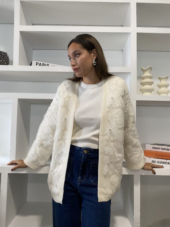 Chaqueta de punto joya tul Ivory - Imagen 4
