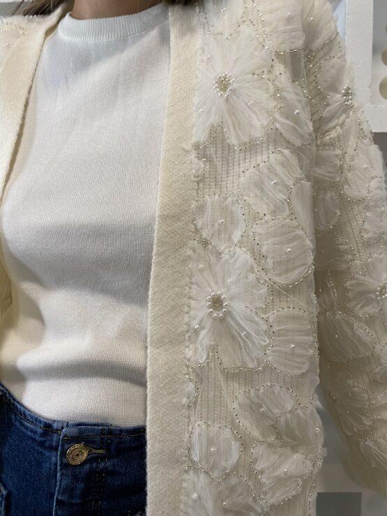 Chaqueta de punto joya tul Ivory - Imagen 3