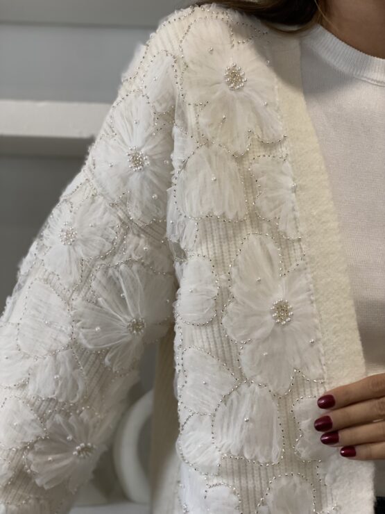Chaqueta de punto joya tul Ivory - Imagen 2