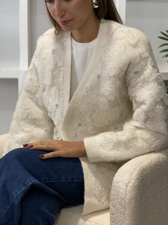 Chaqueta de punto joya tul Ivory - Imagen 8
