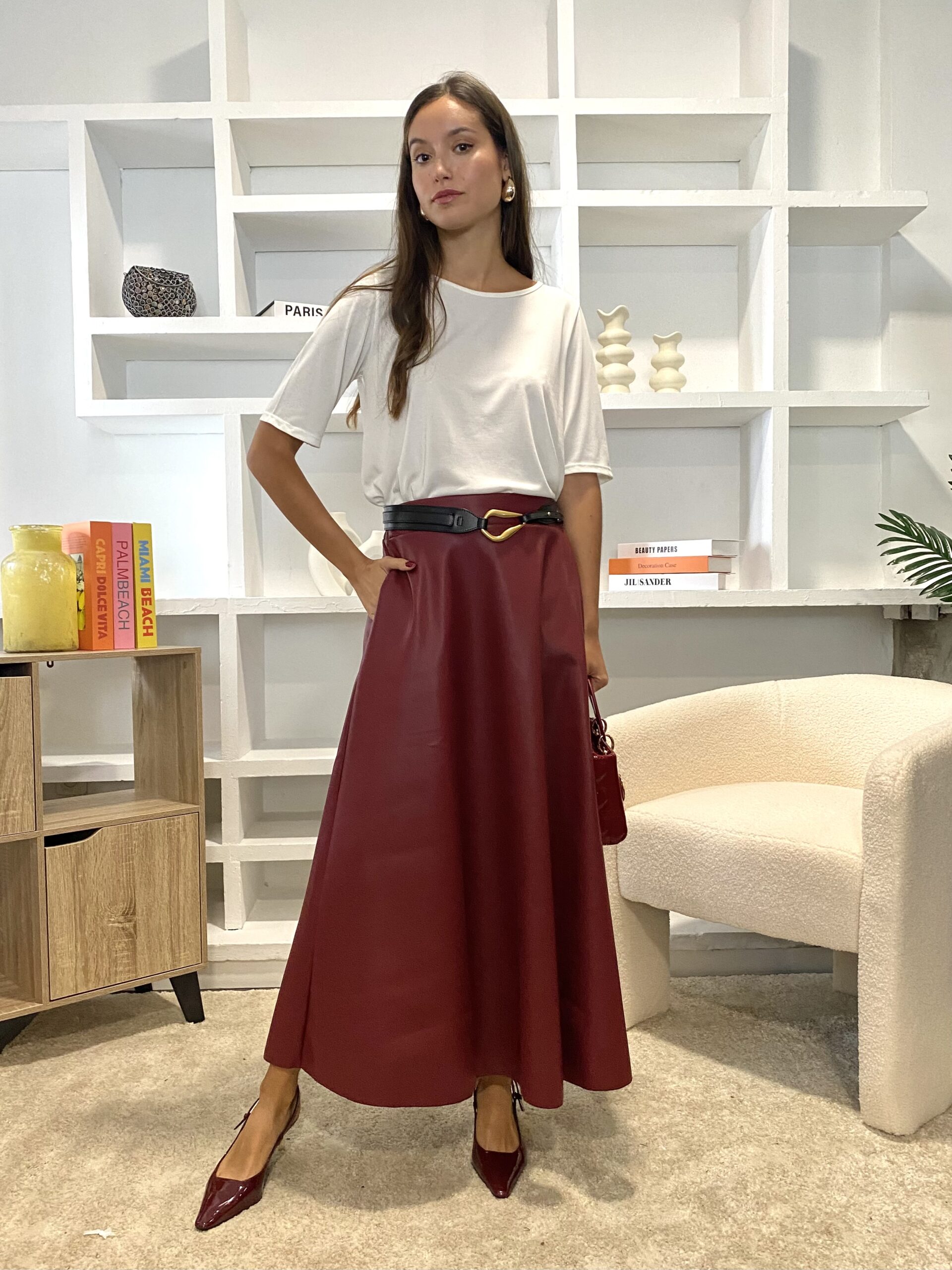 Falda efecto piel marron hotsell