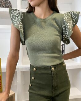 Top de punto montparnasse khaki