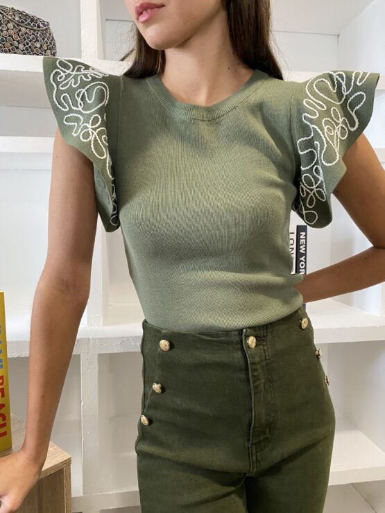Top de punto montparnasse khaki