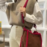 Bolso terciopelo dark camel bicolor - Imagen 2